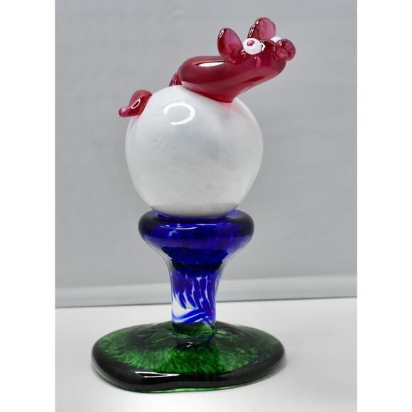 Austin Norvell Hand Blown Art Glass Mouse on Golf Tee Figurine Sculpture - Picture 2 of 16
